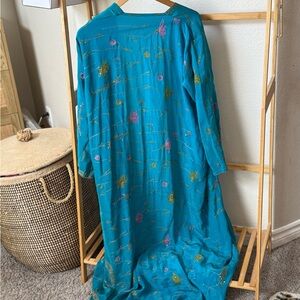 Teal Floral Kimono Robe